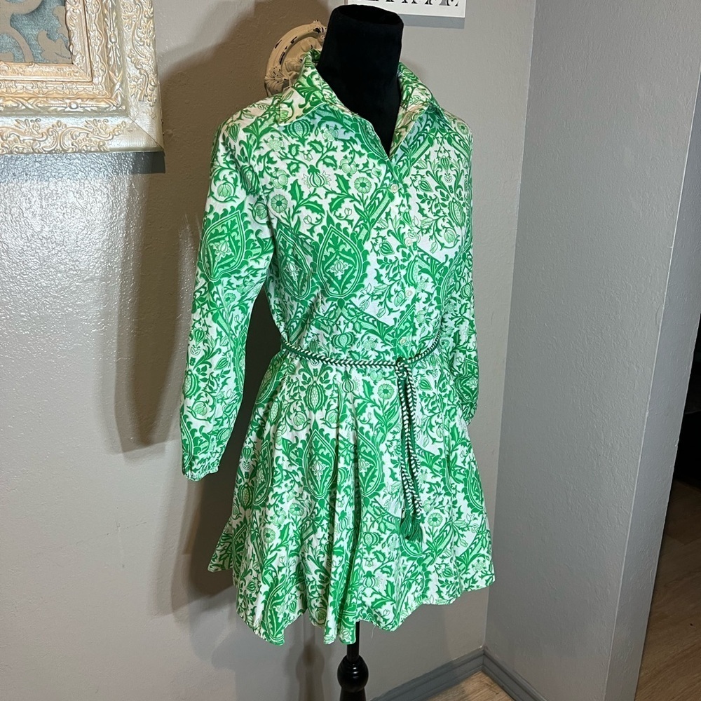 Galita Green and White Paisley Button Up Dress - Picture 7 of 10